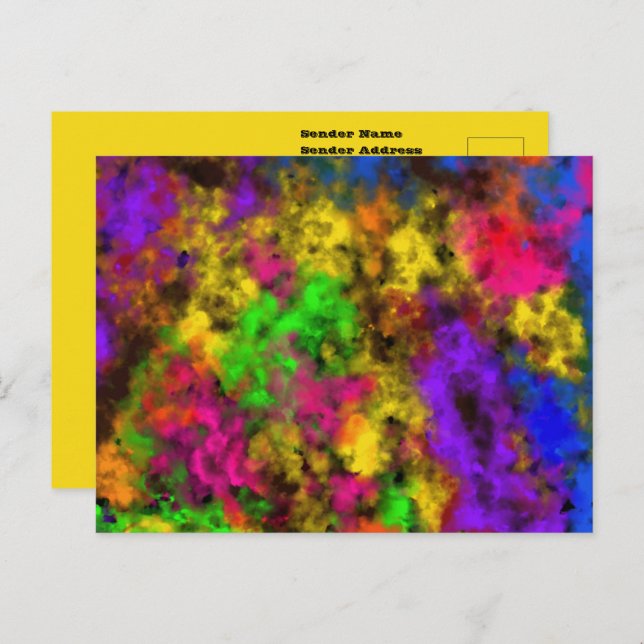 Cartão Postal Acrylic Neon Colors Paint Splatter Splash Abstract (Frente/Verso)