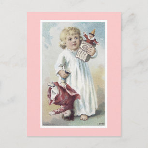 Cartão Postal Ad Label Victorian Baby with her Toys Postcard