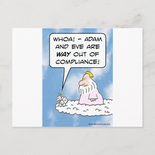 Cartão Postal Adam and Eve are out of compliance. (Frente)