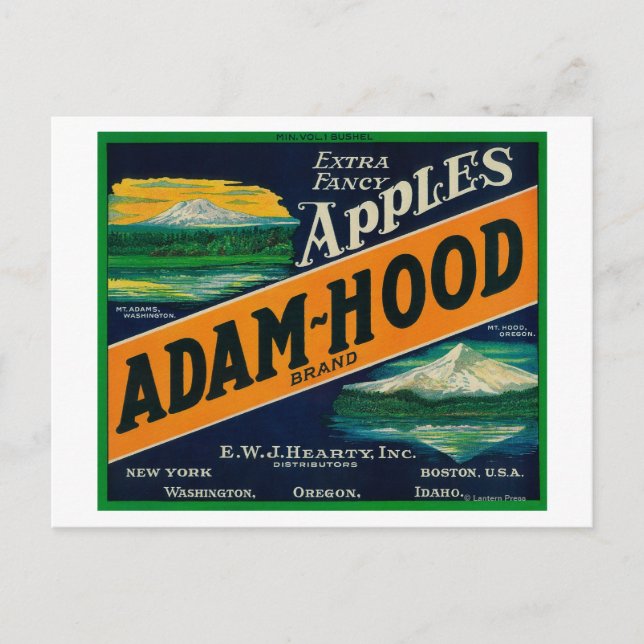 Cartão Postal Adam-Hood Apple Crate LabelHood River, OU (Frente)