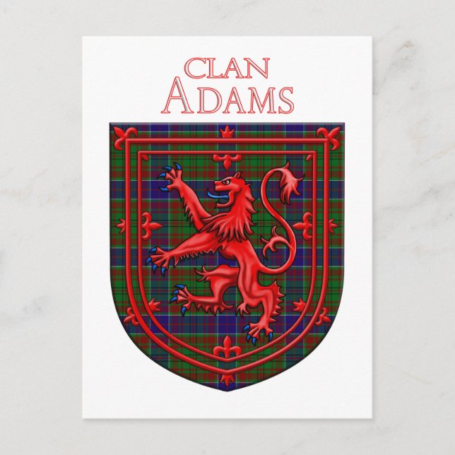 Cartão Postal Adam Tartan Xadrez Escocês Leão Rampante (Frente)