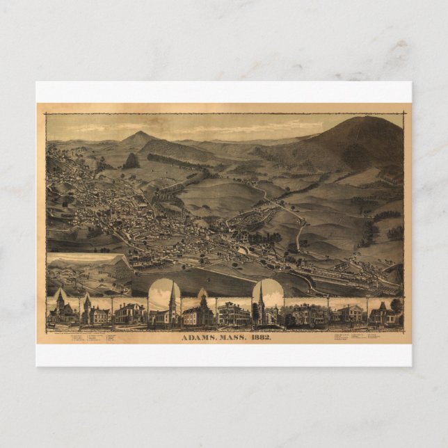 Cartão Postal Adams, Massachusetts, em 1882 (Frente)