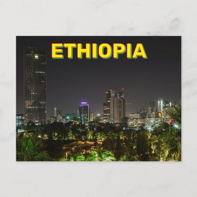 Cartão Postal Addis Abeba, Etiópia À Noite (Frente)