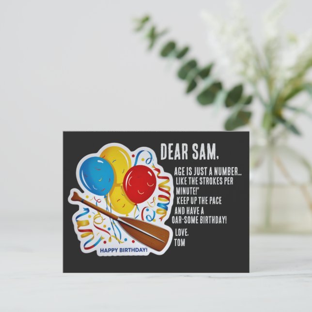 Cartão Postal Adelação de Aniversário de Rower: Celebração de Oa (Em pé/Frente)