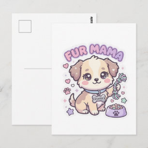 Cartão Postal Adesivo de Cachorro Fofo Mama Pelo Pastel