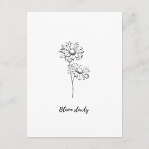 Cartão Postal Adesivo Floral de Margarida Minimalista Bloom Slow