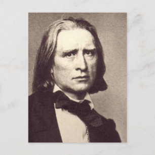 Cartão Postal Adesivo Redondo Clássico Franz Liszt
