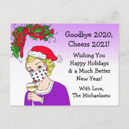 Cartão Postal Adeus 2020 Natal Humor Engraçado Senhora Retro