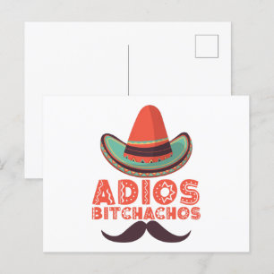 Cartão Postal Adeus Bitchachos Sombrero Retro Cinco De Mayo
