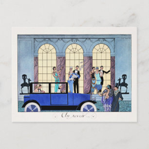 Cartão Postal Adeus, ilustração Art Deco de 1920