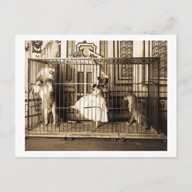 Cartão Postal Adgie e seus leões treinados1897 (Frente)