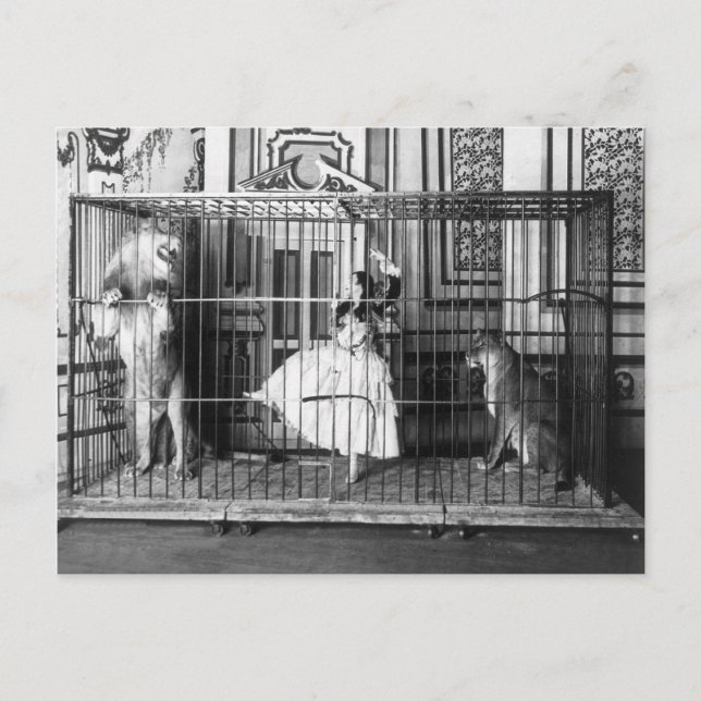 Cartão Postal Adgie e seus leões treinados Circo 1897 (Frente)