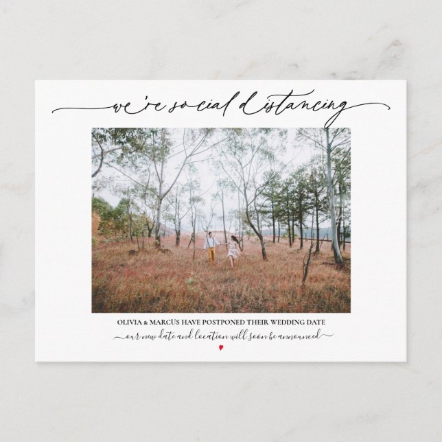 Cartão Postal Adiamento de Casamento de Distância Social (Frente)