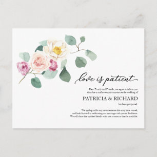 Cartão Postal Adiamento de casamento de eucalipto amor é pacient