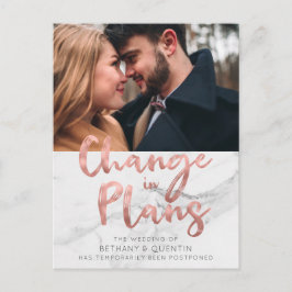 Cartão Postal Adiamento de Casamento de Mármore do Script de Fol