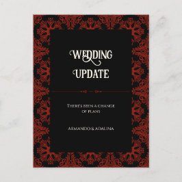 Cartão Postal Adiamento de Casamento Gótico Floral Negro e Verme