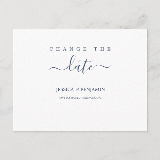 Cartão Postal Adiamento de casamento moderno Alterar a data (Frente)
