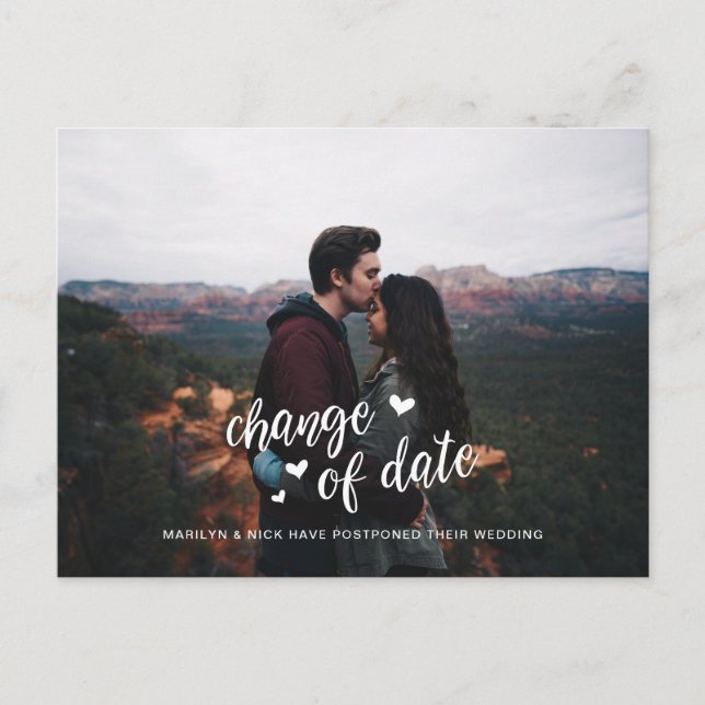 Cartão Postal Adiamento de Foto de Casamento, Mudança de Data (Frente)