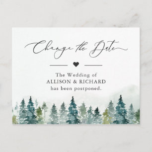 Cartão Postal Adiar Floresta de Inverno Pinheiros Adiados