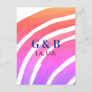 Cartão Postal Adição de casal do arco-íris amarelo rosa