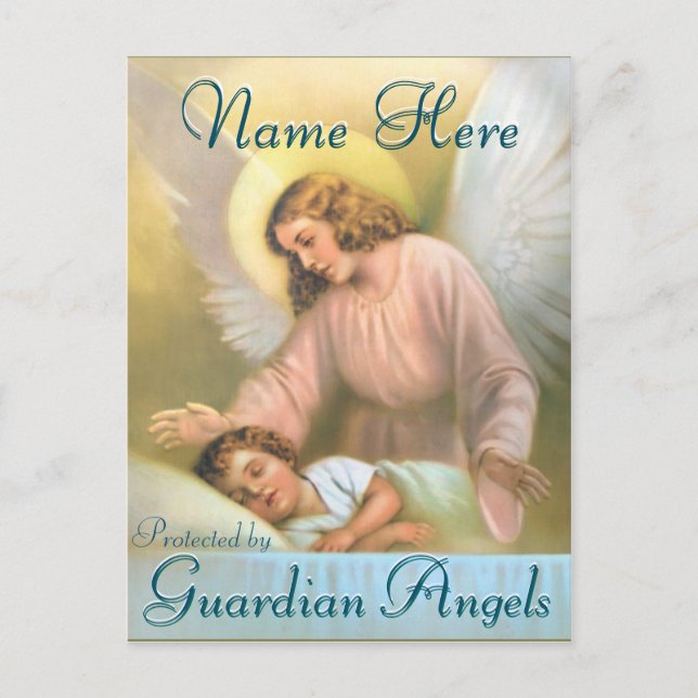 Cartão Postal Adicionar um Nome | Guardian Angel with Child (Frente)