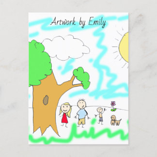 Cartão Postal Adicione a Trabalho de arte do seu Filho a isto