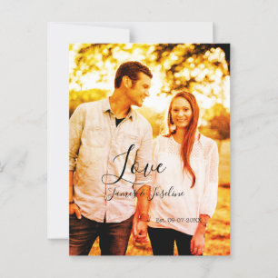 Cartão Postal Adicione o nome da foto de amor est. Data ano casa