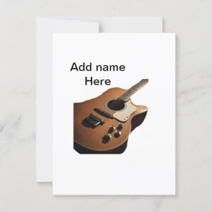 Cartão Postal Adicione o nome do texto guitarra acústica castanh