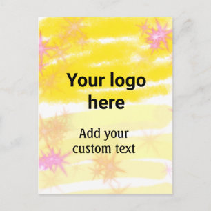 Cartão Postal Adicione seu logotipo texto personalizado aquarela
