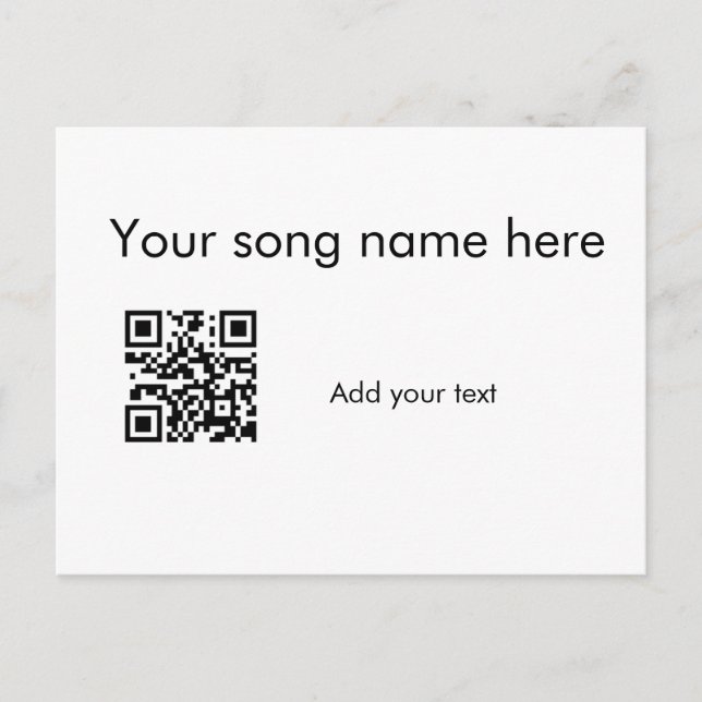 Cartão Postal Adicione seu nome de música aqui q r código adicio (Frente)