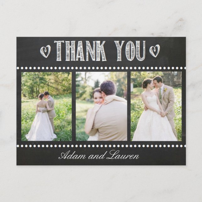 Cartão Postal Adicione seu próprio quadro de fotos Obrigado (Frente)