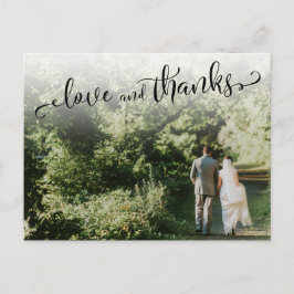 Cartão Postal Adicione sua foto de casamento, 'amor e agradecime