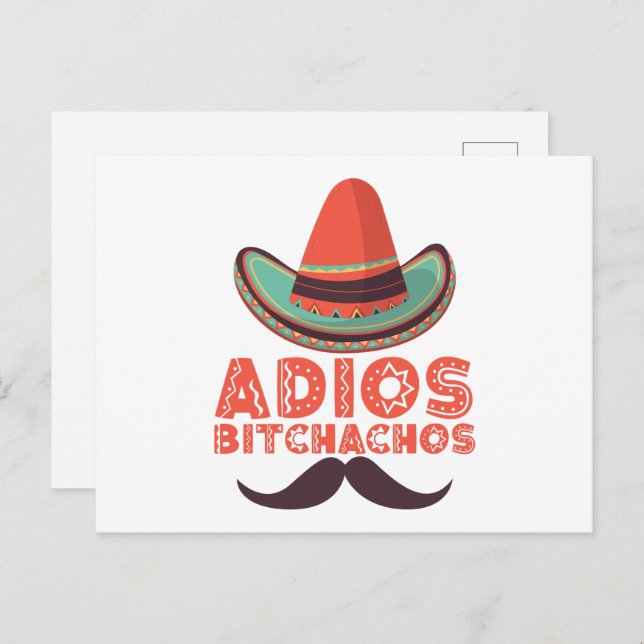 Cartão Postal Adios Bitchachos Sombrero Retro Cinco De Mayo (Frente/Verso)