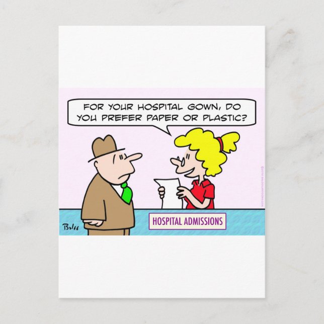 Cartão Postal admissões de plástico em papel de capa do hospital (Frente)