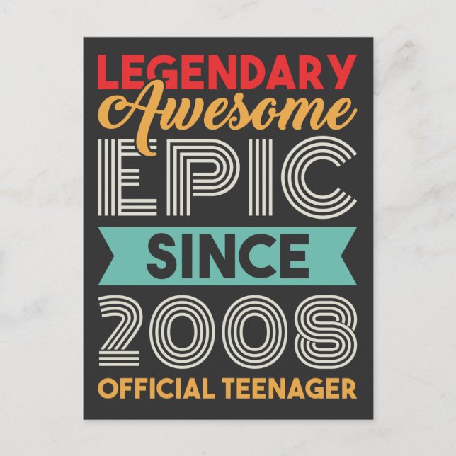 Cartão Postal Adolescente Oficial Aniversário de 13 Anos Treze A (Frente)