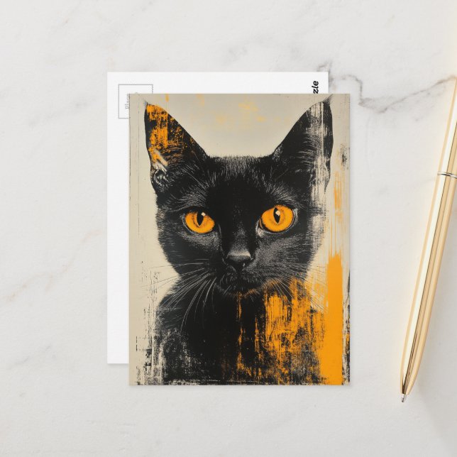 Cartão Postal adorable black kitty (Frente/Verso In Situ)
