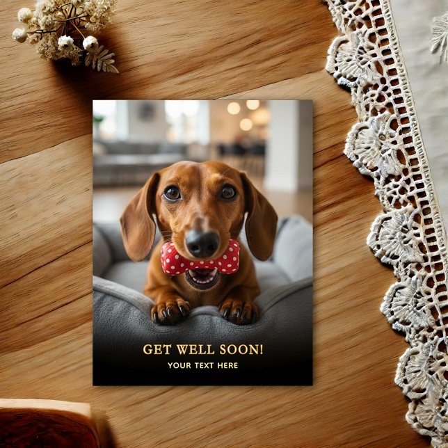 Cartão Postal Adorable Dachshund Get Well Postcard  (Criador carregado)