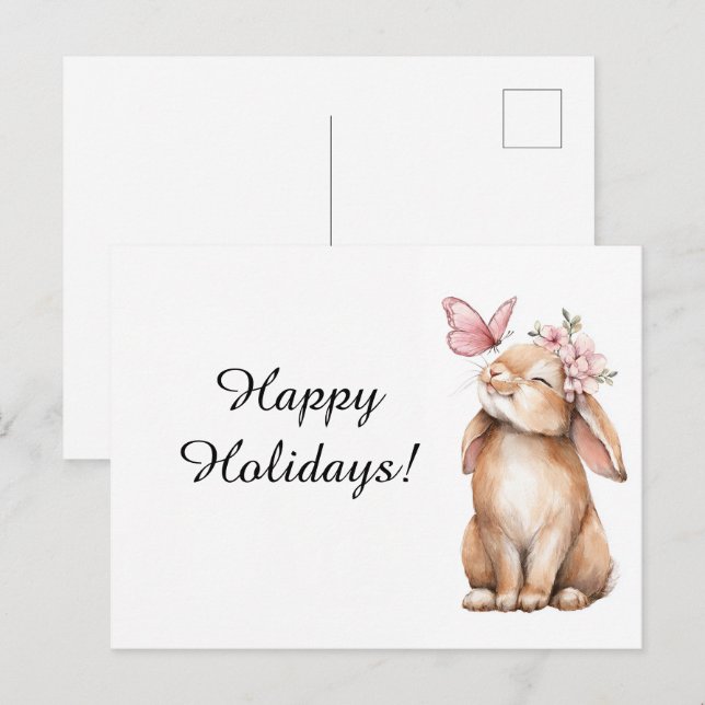 Cartão Postal Adorable  Easter a cute bunny  (Frente/Verso)