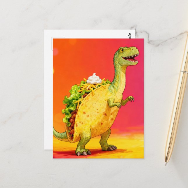 Cartão Postal Adorable Taco Dino (Frente/Verso In Situ)