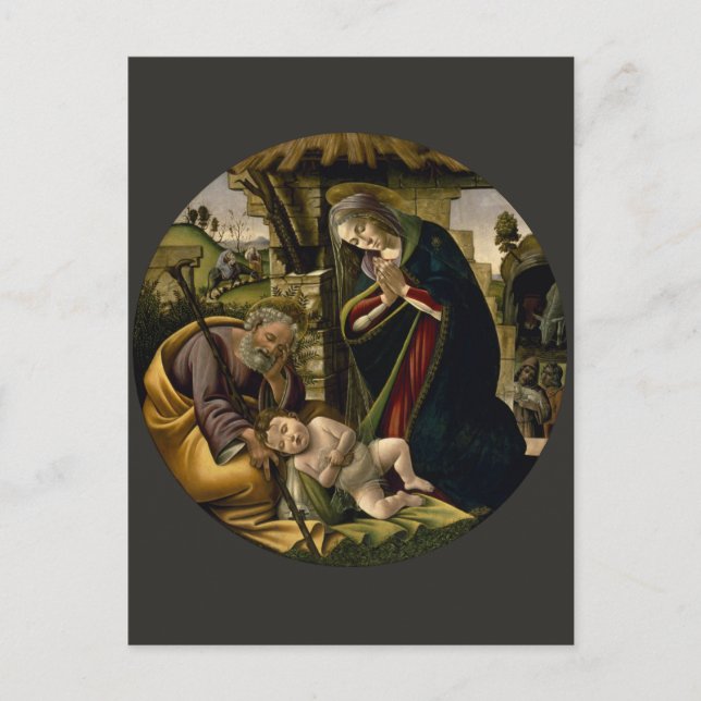 Cartão Postal Adoração da criança Cristo por Botticelli (Frente)