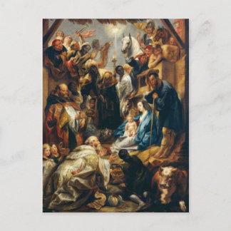 Cartão Postal Adoração do Magi por Jacob Jordaens