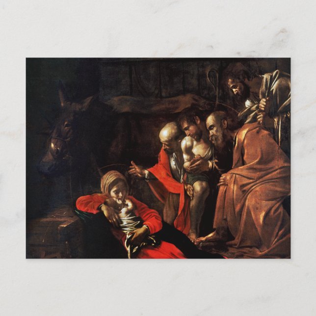 Cartão Postal Adoração dos Pastores por Caravaggio (1609) (Frente)