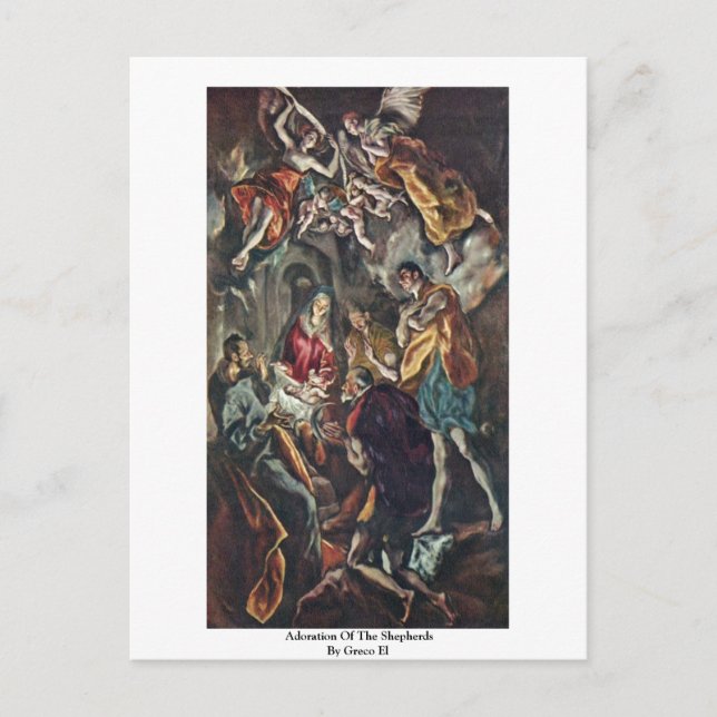 Cartão Postal Adoração Dos Pastores Por Greco El (Frente)
