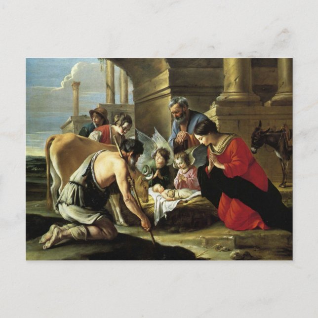 Cartão Postal Adorando Pastores do século 17 (Frente)