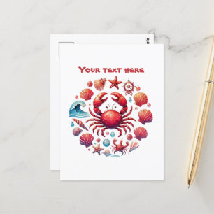 Cartão Postal Adoráveis amantes de caranguejo personalizáveis da