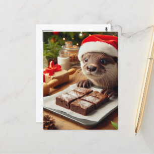 Cartão Postal Adoráveis Brownies de Banho de Natal
