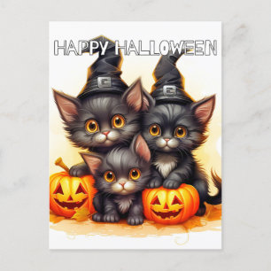 Cartão Postal Adoráveis Gatinhos de Halloween