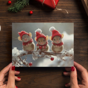 Cartão Postal Adoráveis Ratos de Natal