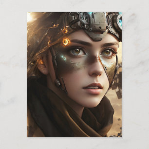 Cartão Postal Adorável ciborgue futurístico