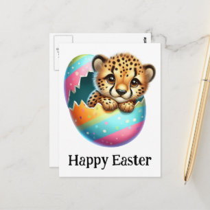 Cartão Postal Adorável Cute Funny Páscoa Filhote de Guepardo